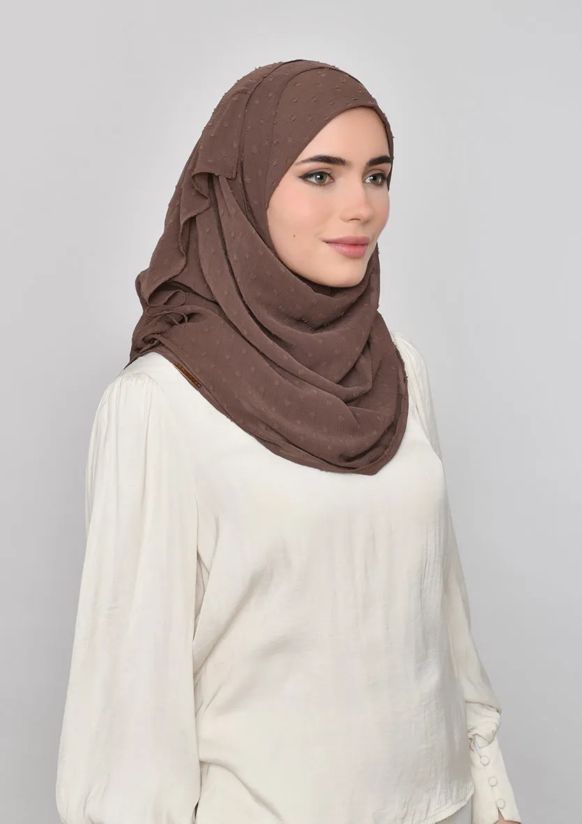 Chocolate-Plain Mosaic Butti Chiffon