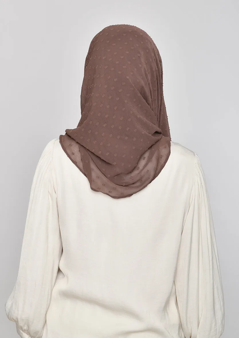 Chocolate-Plain Mosaic Butti Chiffon
