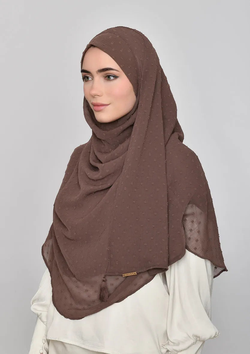 Chocolate-Plain Mosaic Butti Chiffon