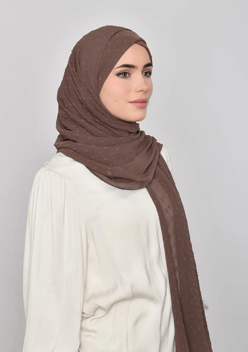 Chocolate-Plain Mosaic Butti Chiffon