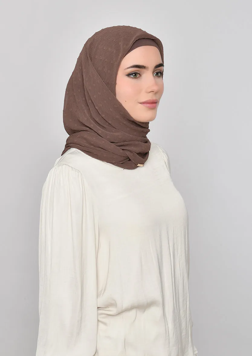Chocolate-Plain Mosaic Butti Chiffon