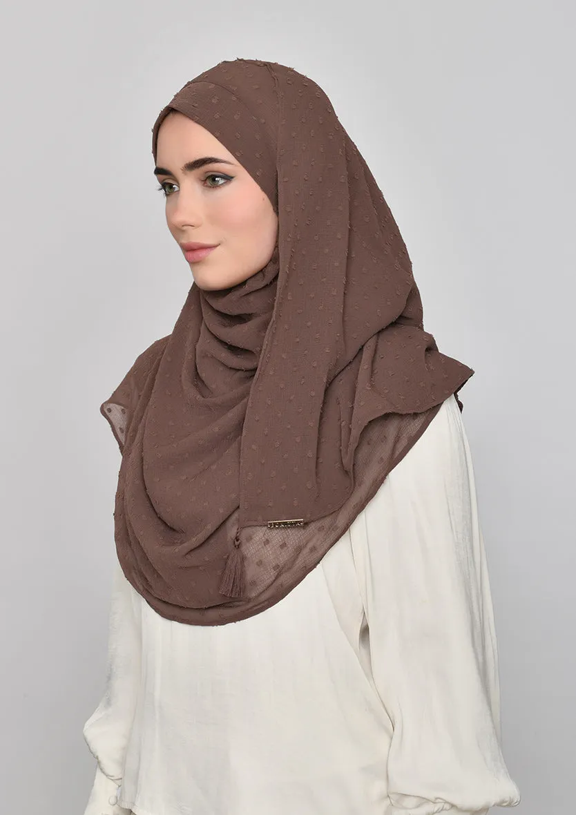 Chocolate-Plain Mosaic Butti Chiffon