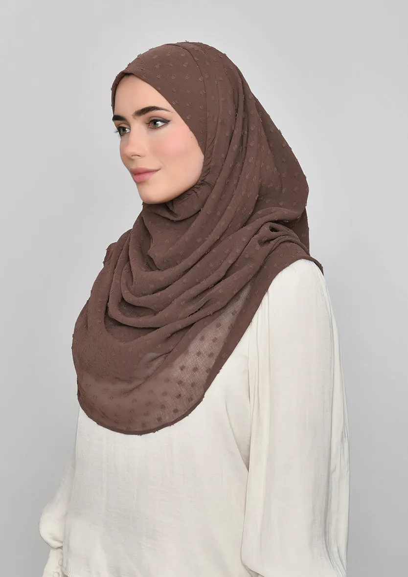 Chocolate-Plain Mosaic Butti Chiffon