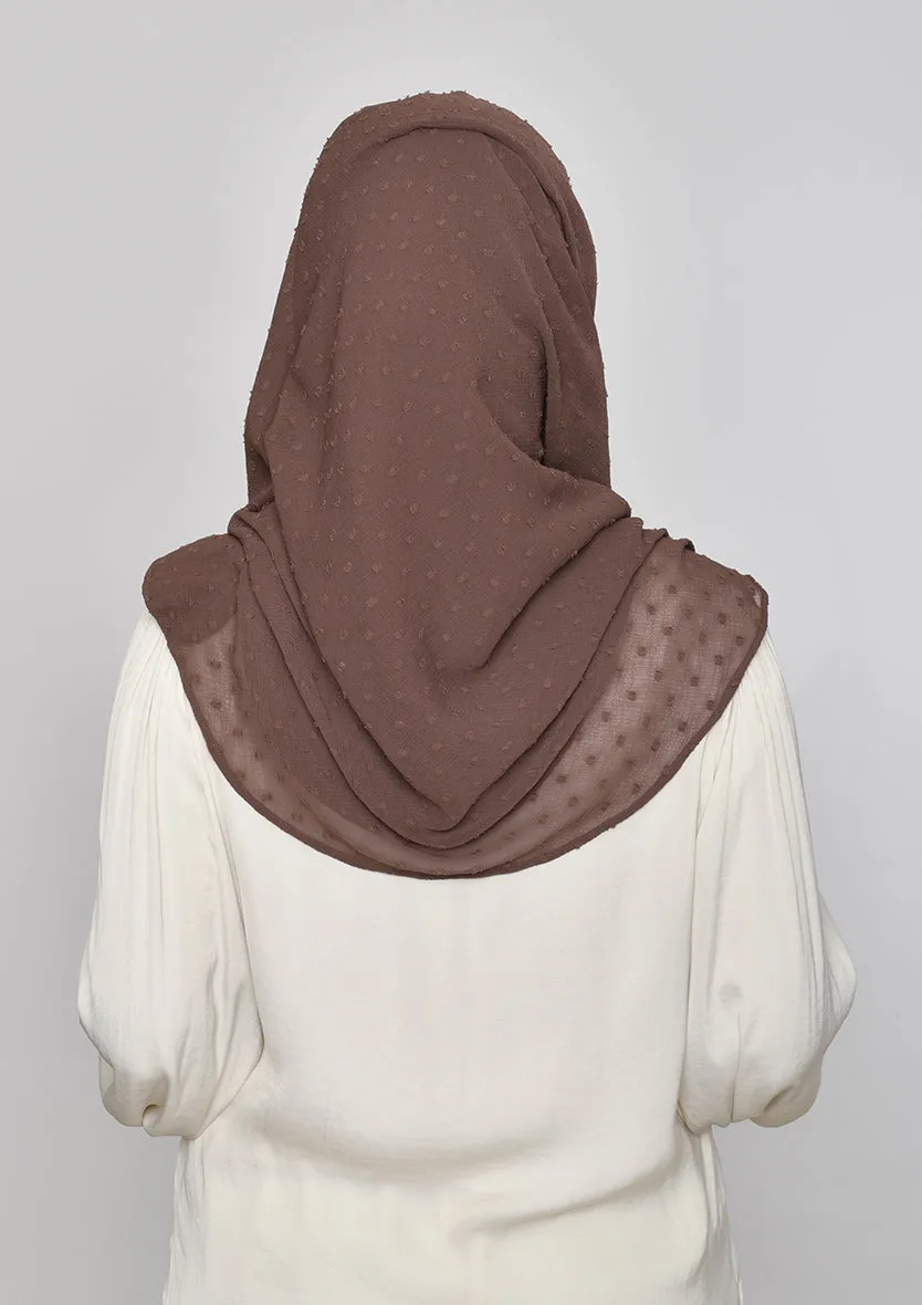 Chocolate-Plain Mosaic Butti Chiffon