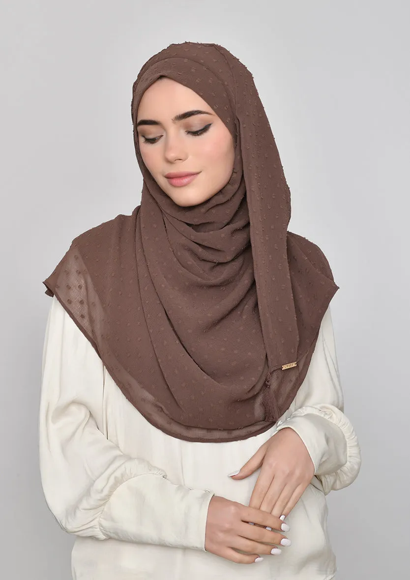 Chocolate-Plain Mosaic Butti Chiffon