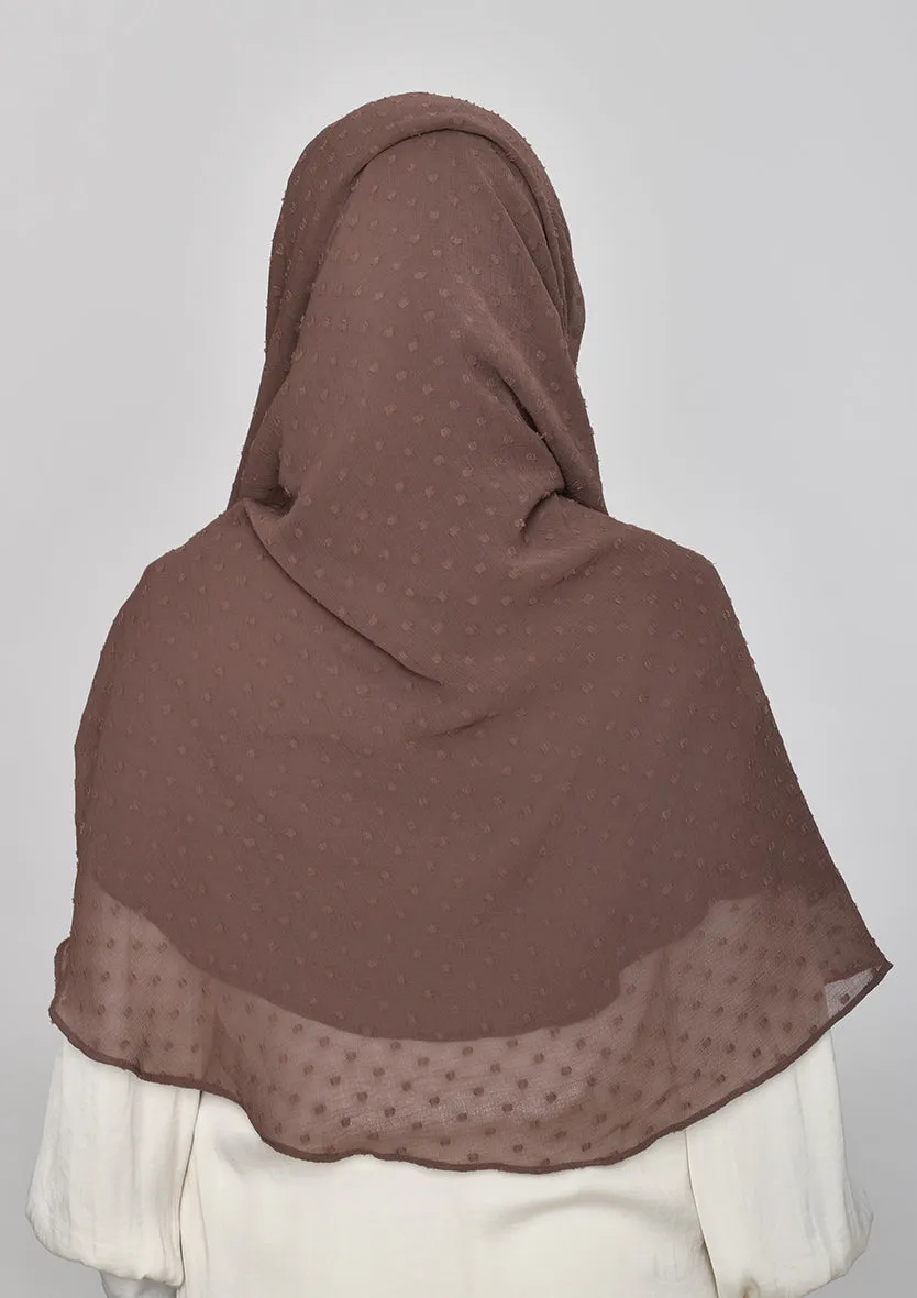 Chocolate-Plain Mosaic Butti Chiffon