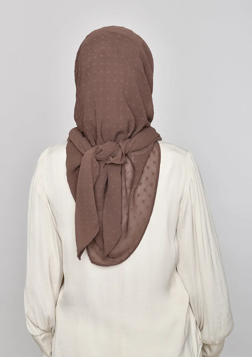 Chocolate-Plain Mosaic Butti Chiffon