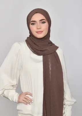 Chocolate-Plain Mosaic Butti Chiffon