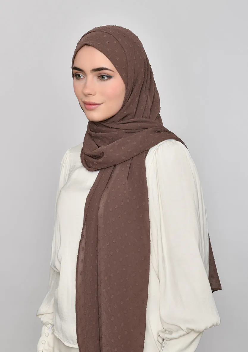 Chocolate-Plain Mosaic Butti Chiffon