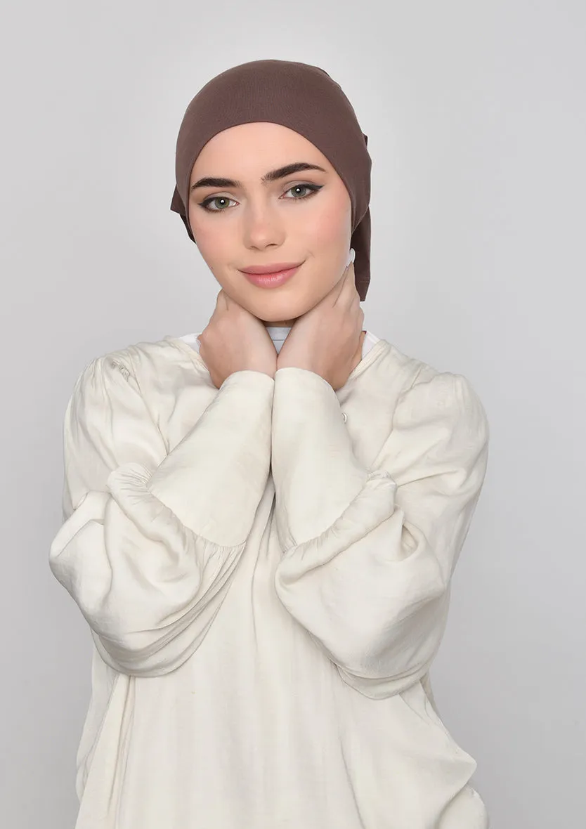 Chocolate-Plain Mosaic Butti Chiffon