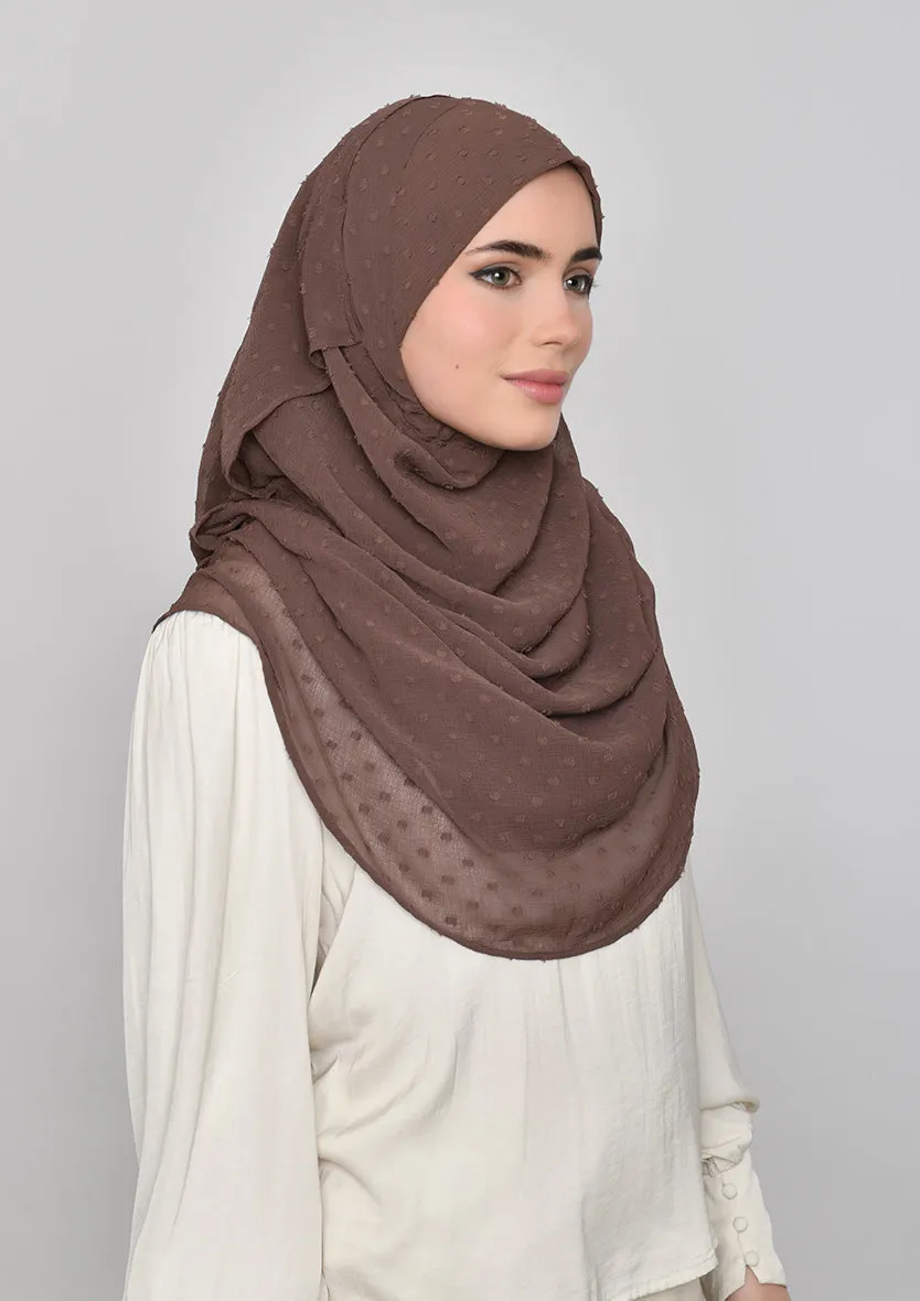 Chocolate-Plain Mosaic Butti Chiffon