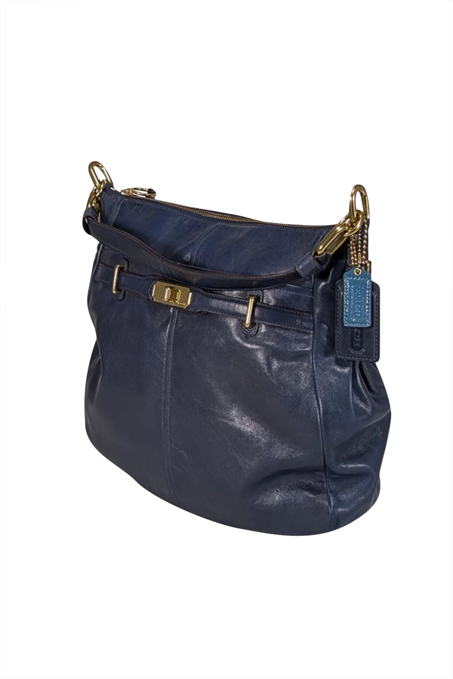 Coach - Navy Blue Leather Hobo Shoulder Bag
