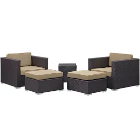 Convene 5 Piece Outdoor Patio Sectional Set Espresso Mocha EEI-1809-EXP-MOC-SET