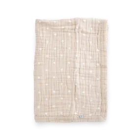 Cotton Muslin Baby Quilt - Taupe Cross