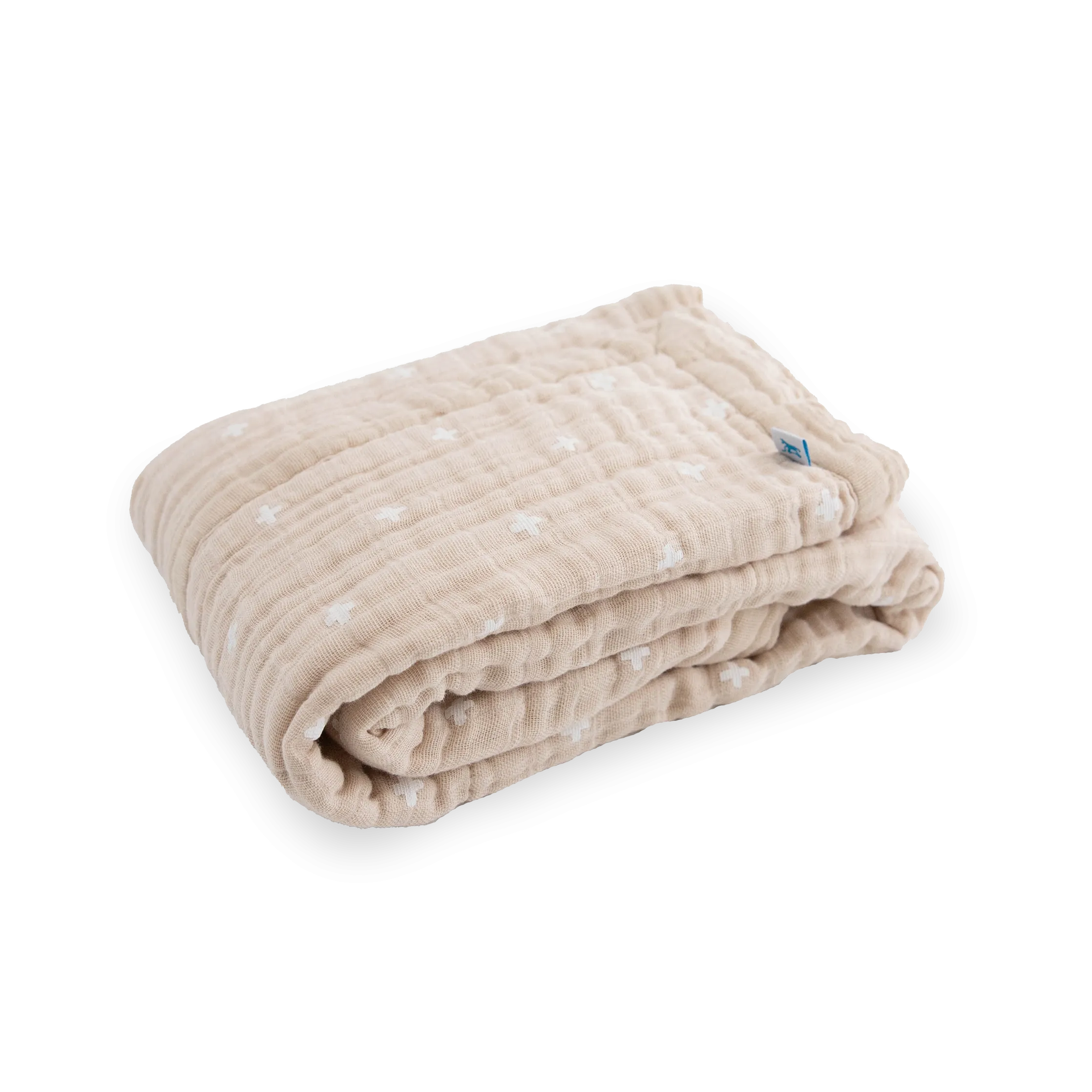 Cotton Muslin Baby Quilt - Taupe Cross