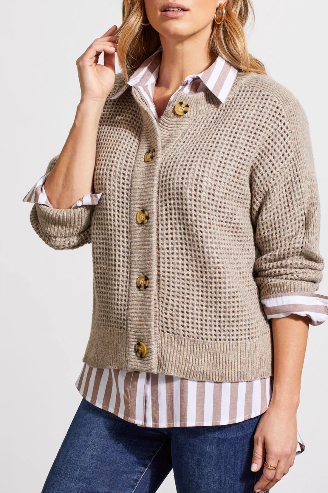 Crew Neck Sweater Cardigan