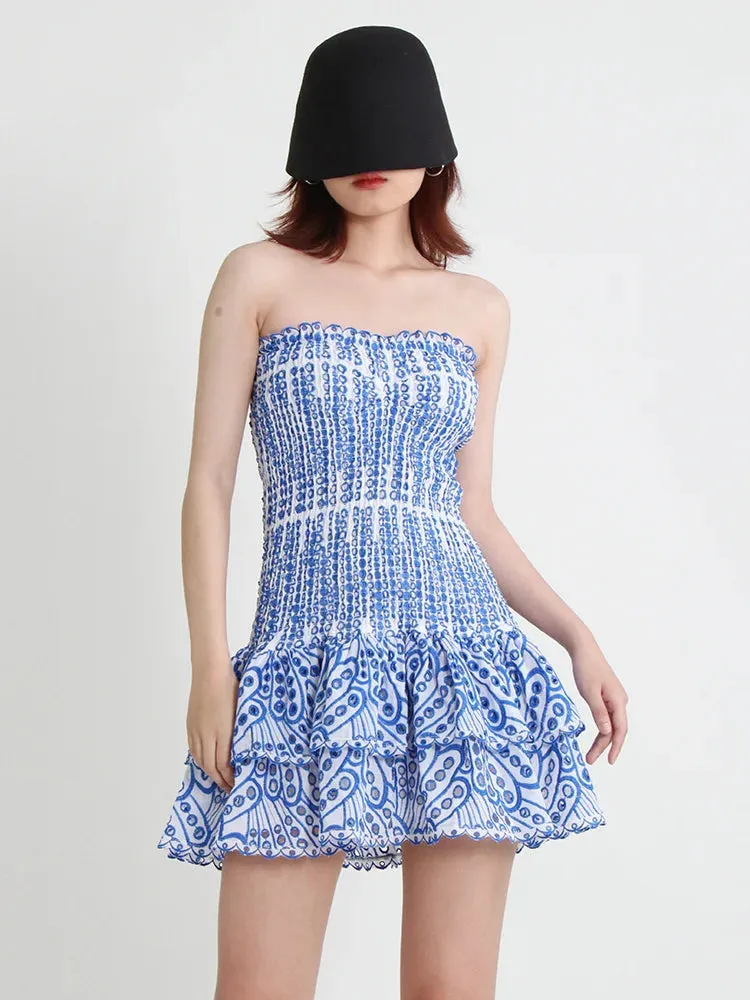 Dress For Women Strapless Sleeveless Off Mini Dresses Female Clothing
