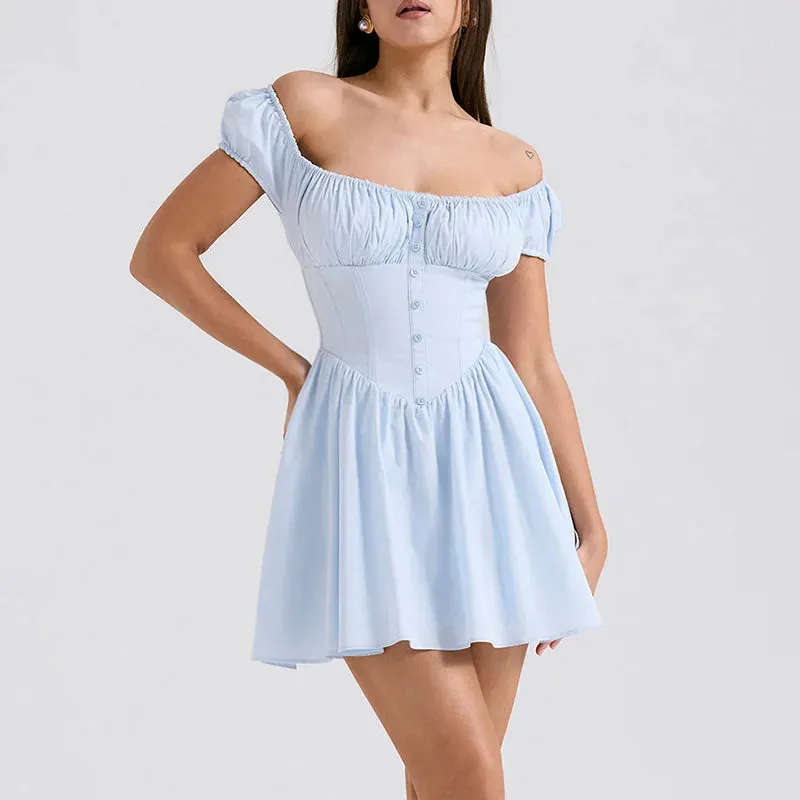Elegant Square Collar Strapless Nightclub Party Spring Summer Mini Dress
