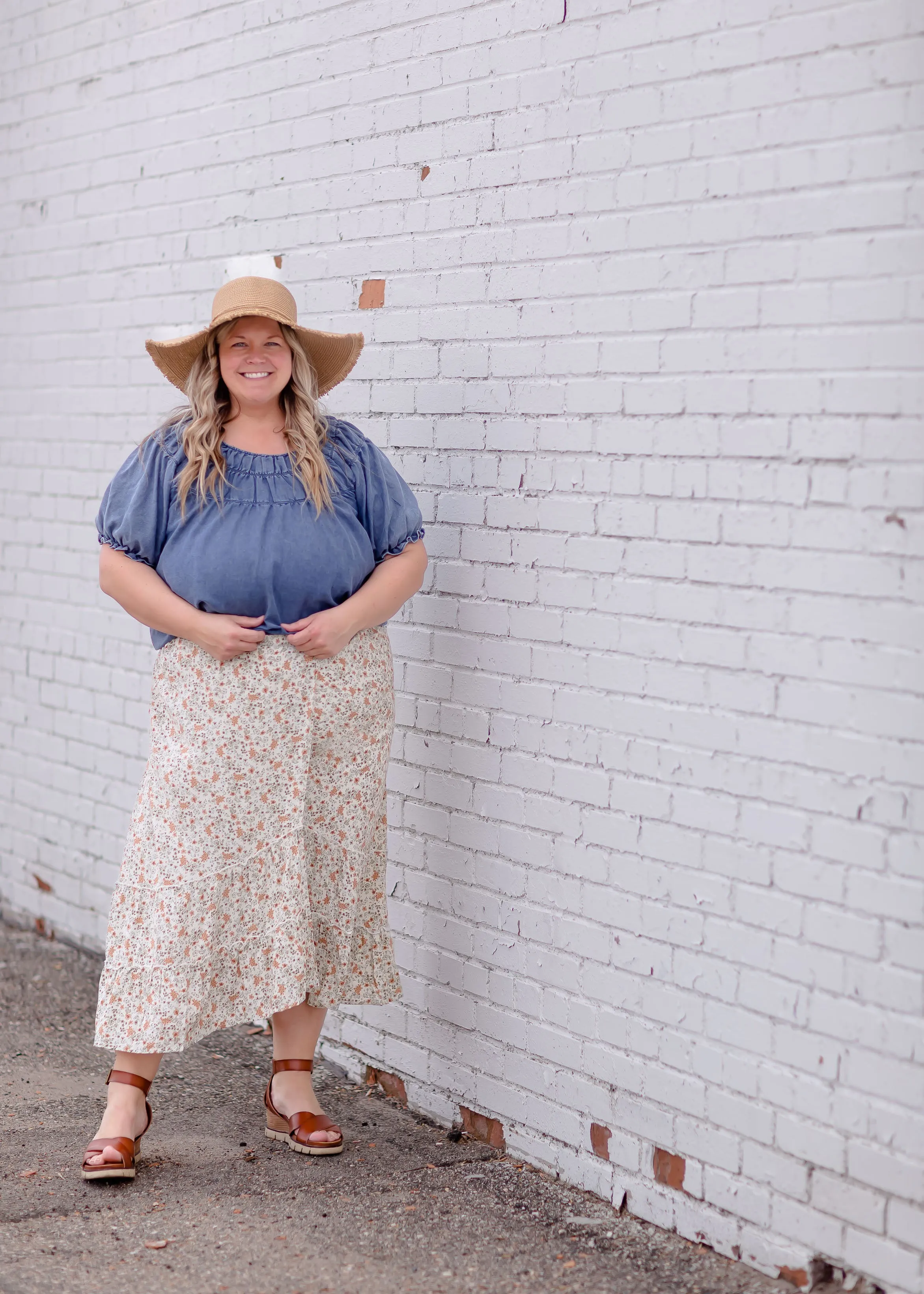 Floral Pleated Lined Midi Skirt - FINAL SALE