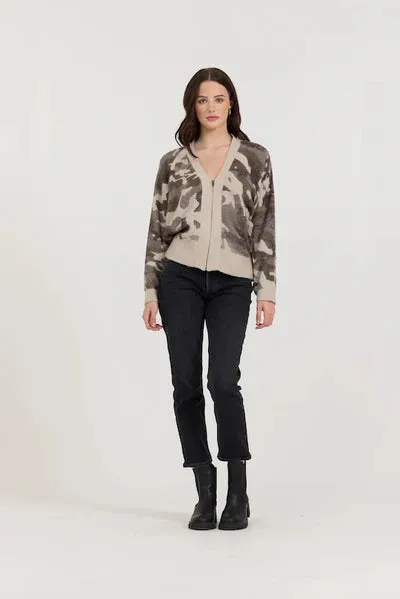 Forest Fog  Camo Zip Up Sweater