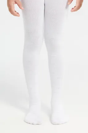 Girls White And Pink Tights Set (2 Piece)