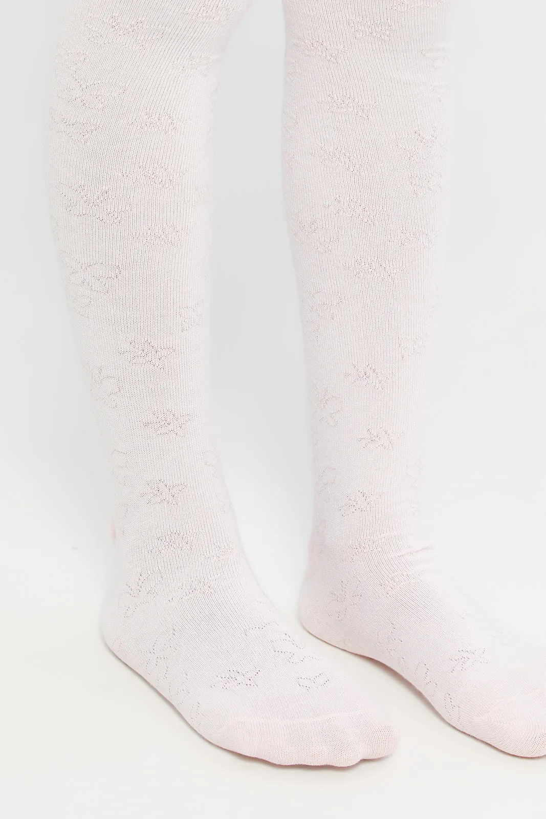 Girls White And Pink Tights Set (2 Piece)