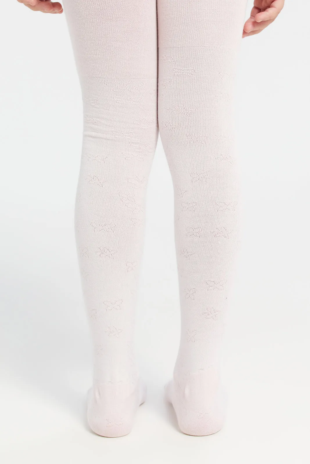 Girls White And Pink Tights Set (2 Piece)