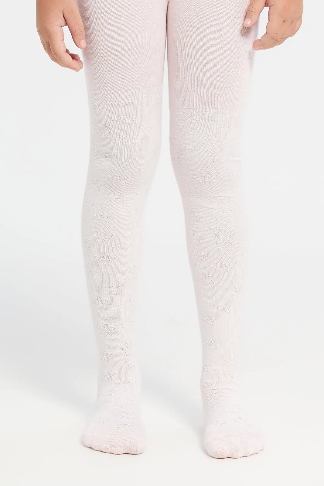 Girls White And Pink Tights Set (2 Piece)