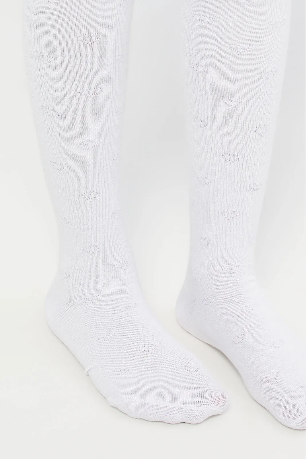 Girls White And Pink Tights Set (2 Piece)