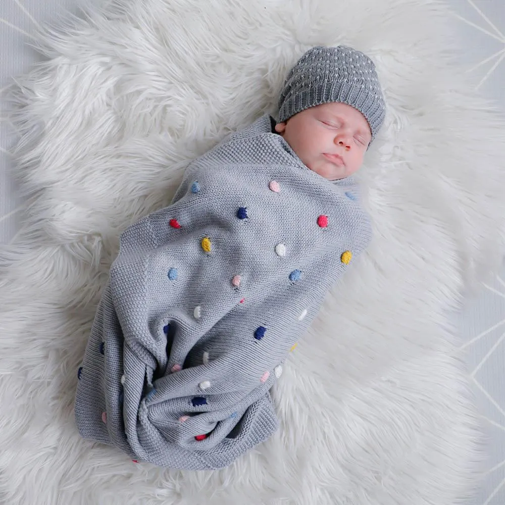 Grey Confetti Premium Cotton Baby Blanket in Gift Box