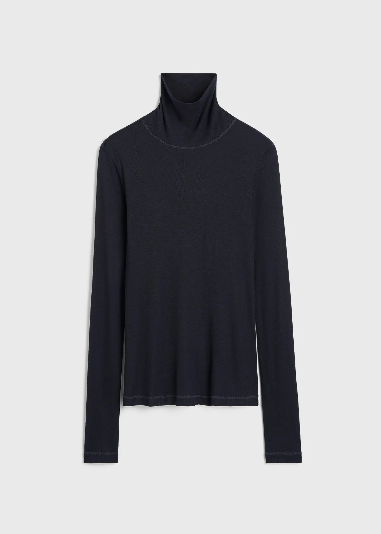 High-neck rib top navy