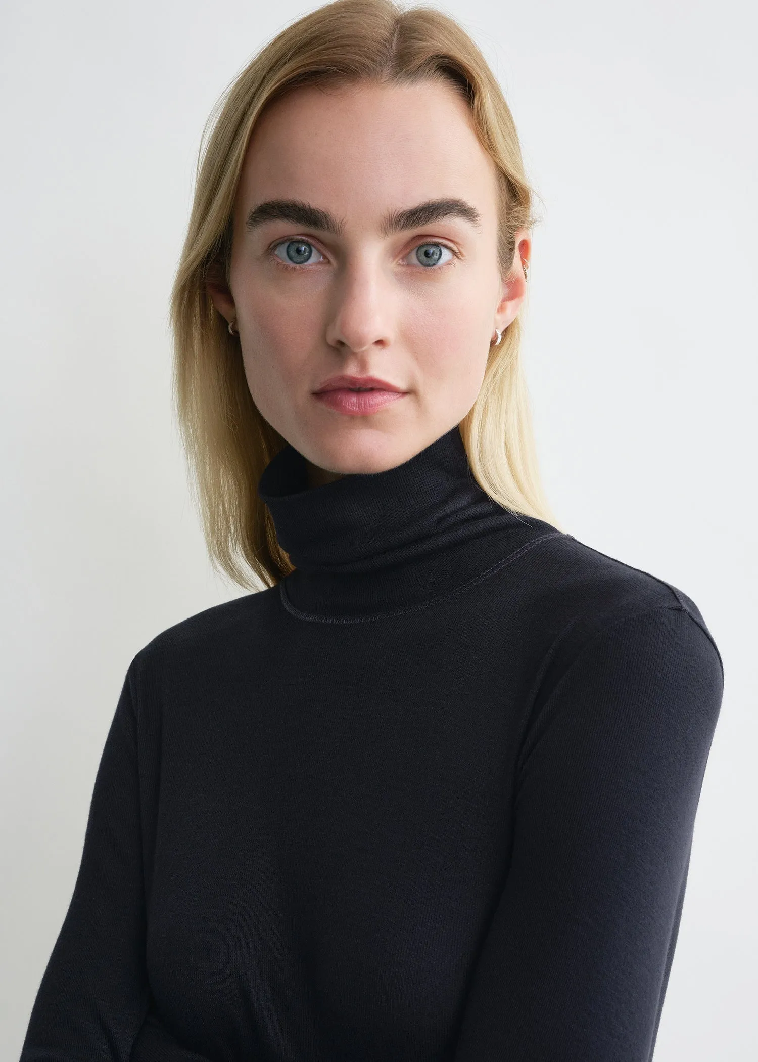 High-neck rib top navy