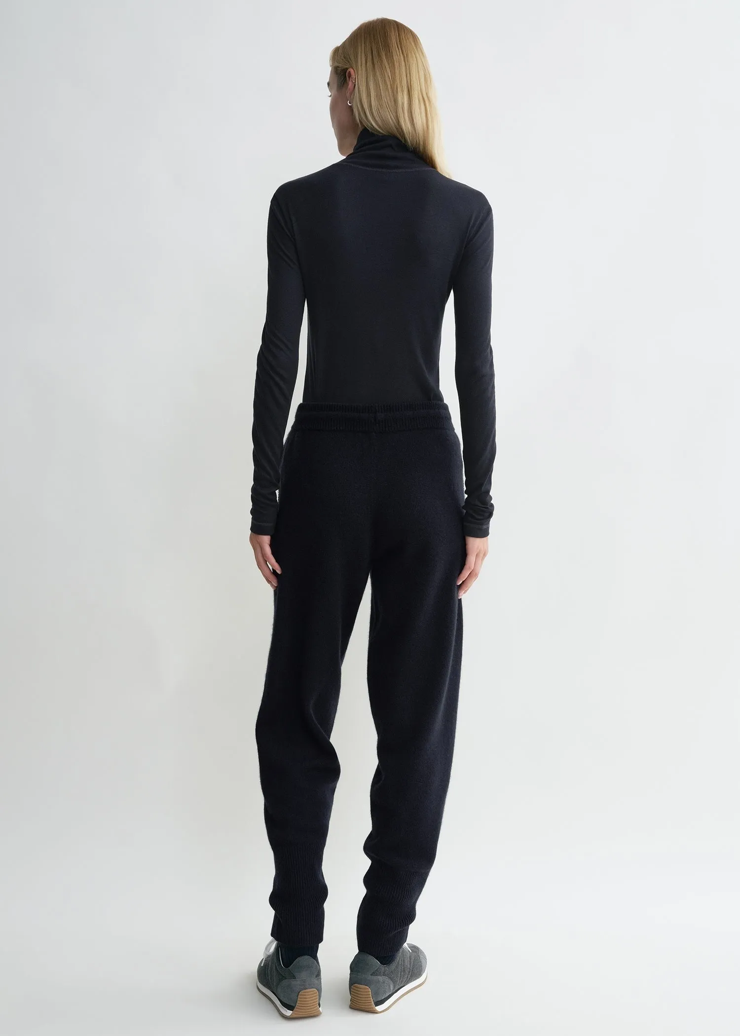 High-neck rib top navy