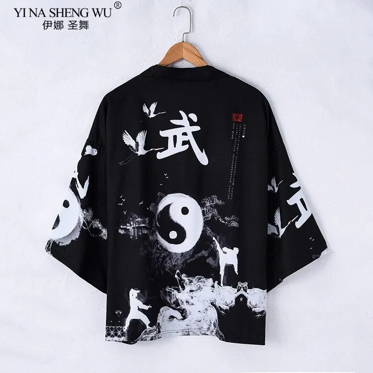 Japanese kimono cardigan men women haori yukata male samurai costume kimono jacket kimono shirt coat yukata haori Chinese robe