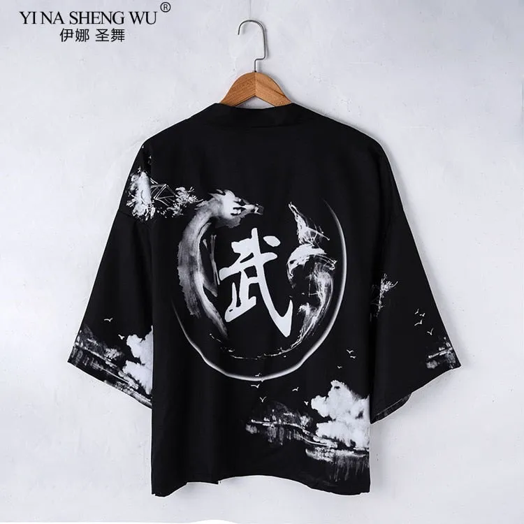 Japanese kimono cardigan men women haori yukata male samurai costume kimono jacket kimono shirt coat yukata haori Chinese robe