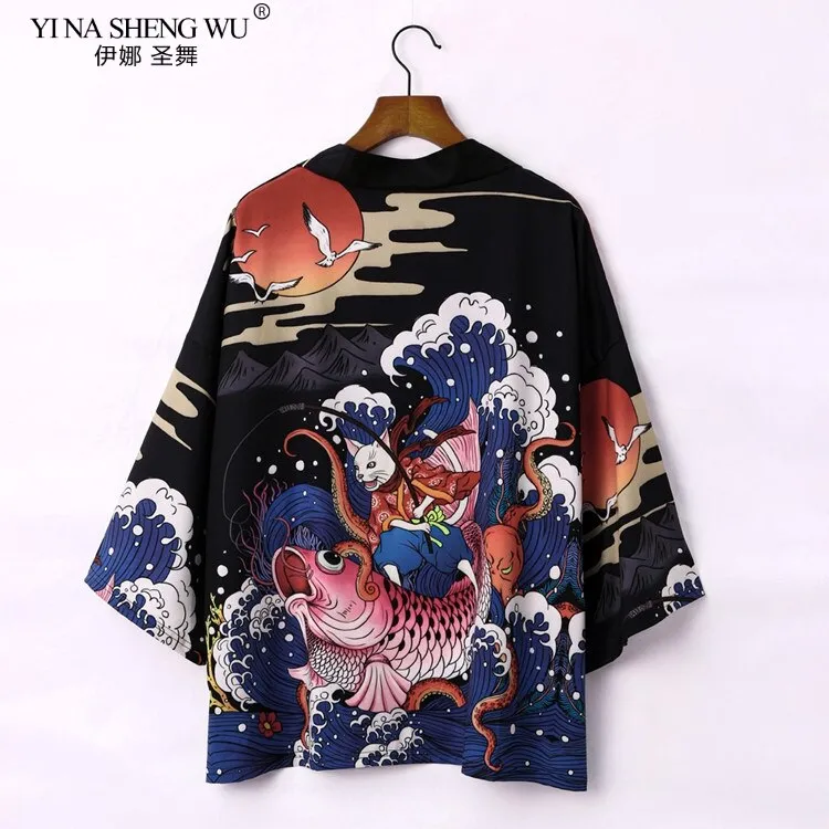 Japanese kimono cardigan men women haori yukata male samurai costume kimono jacket kimono shirt coat yukata haori Chinese robe