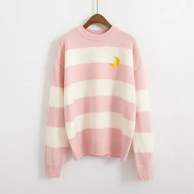 Kawaii Aesthetic Sailor Moon Sweater (Pink/Purple/Black)