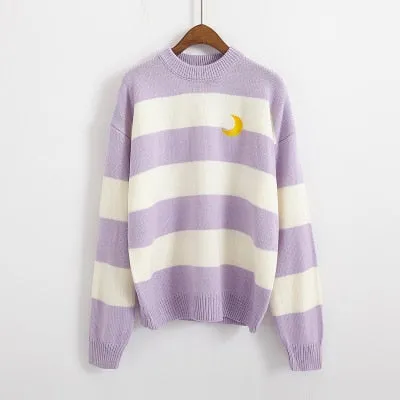 Kawaii Aesthetic Sailor Moon Sweater (Pink/Purple/Black)