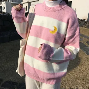 Kawaii Aesthetic Sailor Moon Sweater (Pink/Purple/Black)