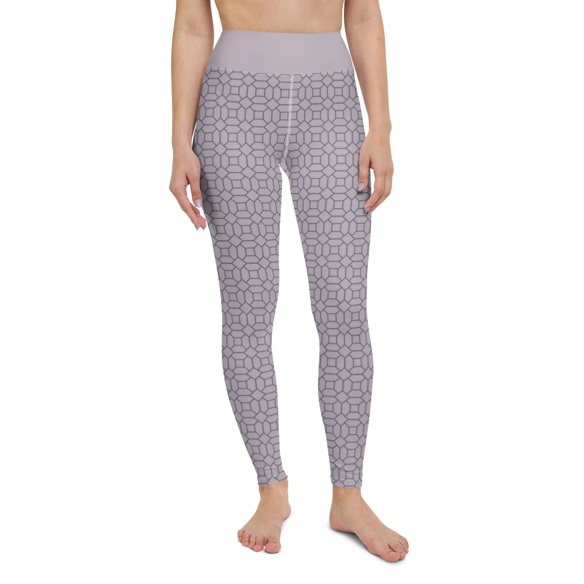 Lilac Pattern Women's High-Waisted Yoga Pants