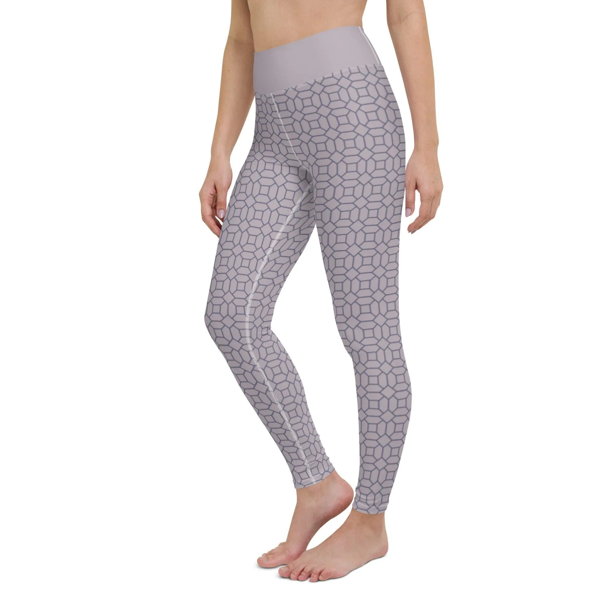 Lilac Pattern Women's High-Waisted Yoga Pants