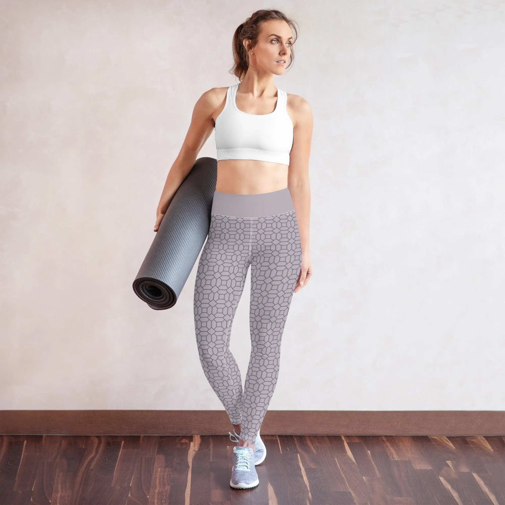 Lilac Pattern Women's High-Waisted Yoga Pants
