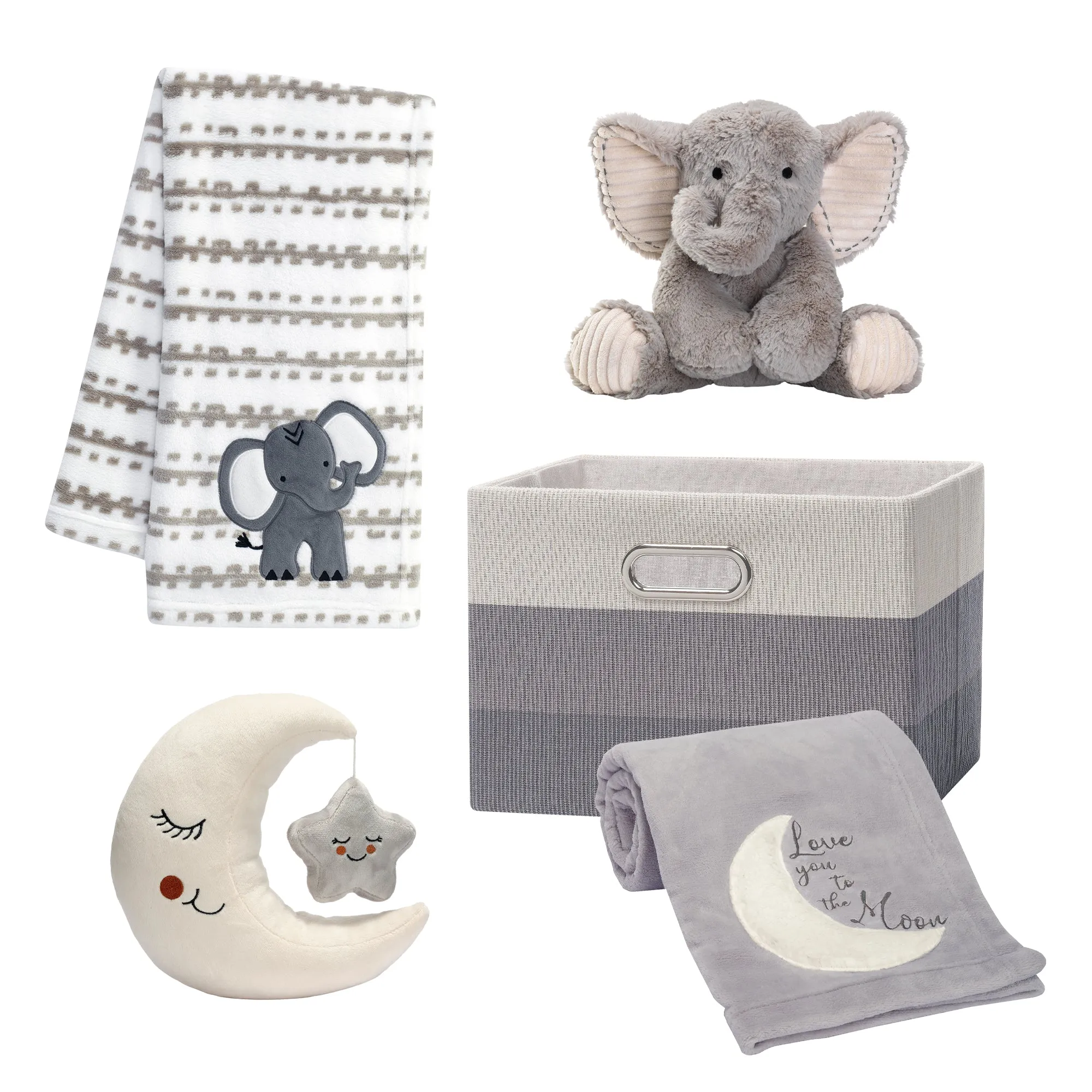 Luxury Gray 5-Piece Baby Gift Basket