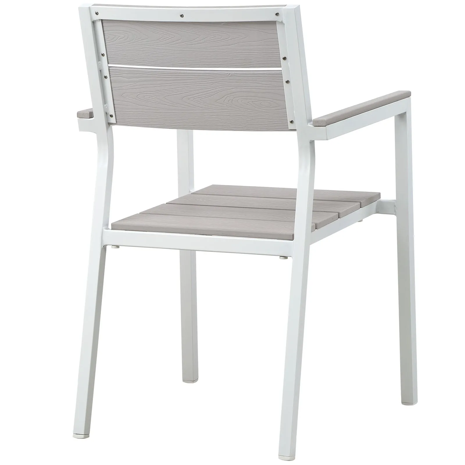 Maine 5 Piece Outdoor Patio Dining Set White Light Gray EEI-1761-WHI-LGR-SET