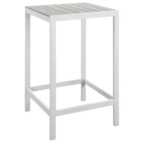 Maine Outdoor Patio Bar Table White Light Gray EEI-1511-WHI-LGR