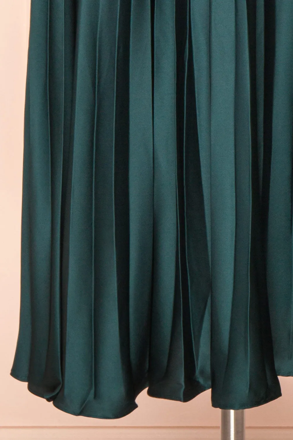 Mirys Green | Pleated Satin Midi Skirt