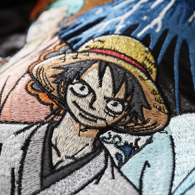 One Piece  Luffy, Zoro, Sanji in Kimono Embroidery Baseball Jacket