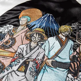 One Piece  Luffy, Zoro, Sanji in Kimono Embroidery Baseball Jacket