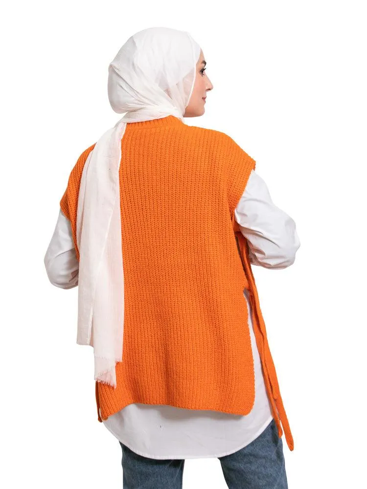 Orange Cut Pelt Pullover One Size