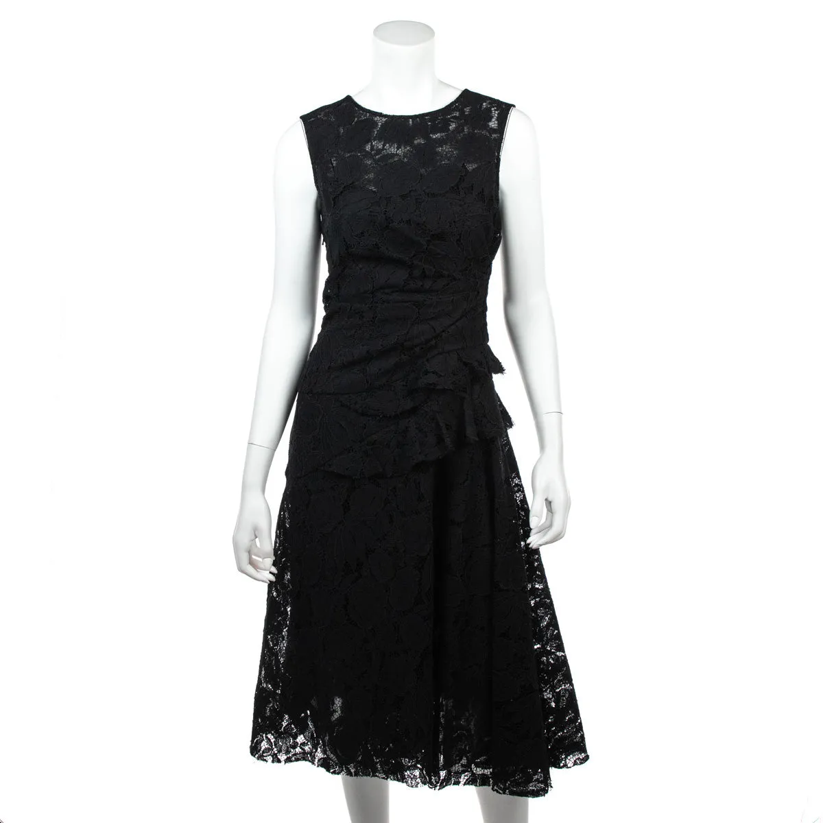Oscar de la Renta Black Lace Sleeveless Midi Dress Size XXS | US 2